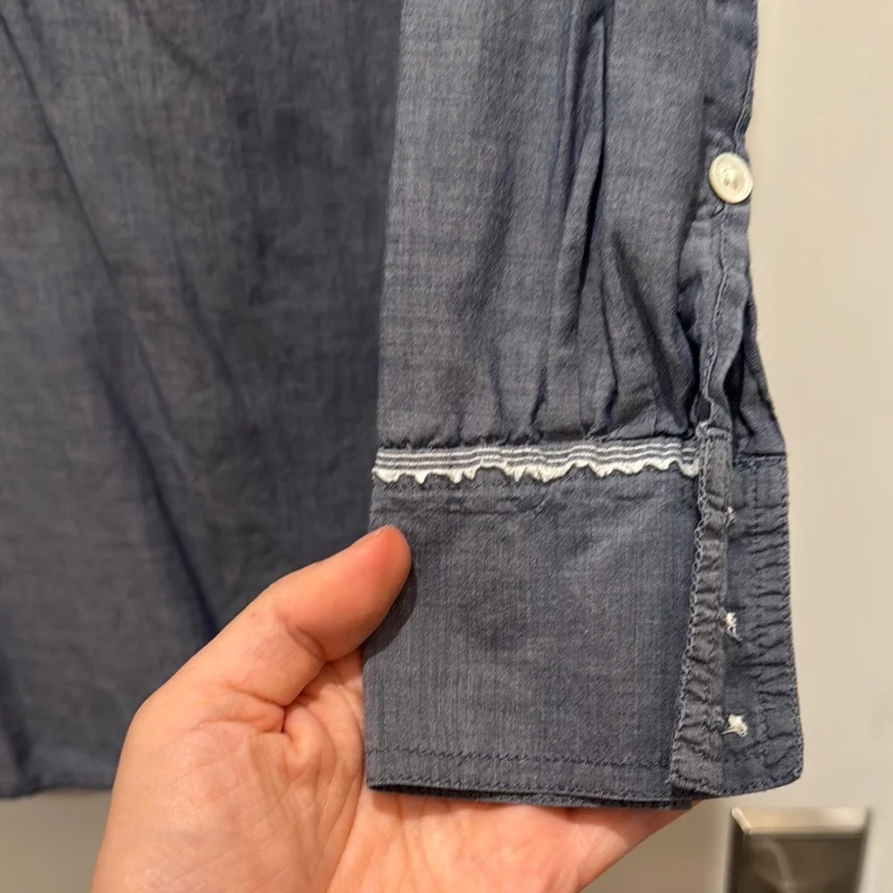 J.CREW Chambray Selvedge Edge Long Popover Blue Tunic Shirt Women’s XS